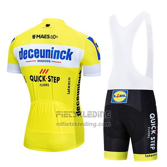 2019 Fietskleding Deceuninck Quick Step Geel Wit Korte Mouwen en Koersbroek